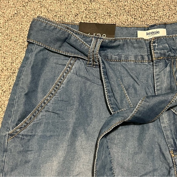 Kensie Shorts Womens 6/28 Blue Belted Soft Lightweight Jean Cuffed NWT - Picture 6 of 10